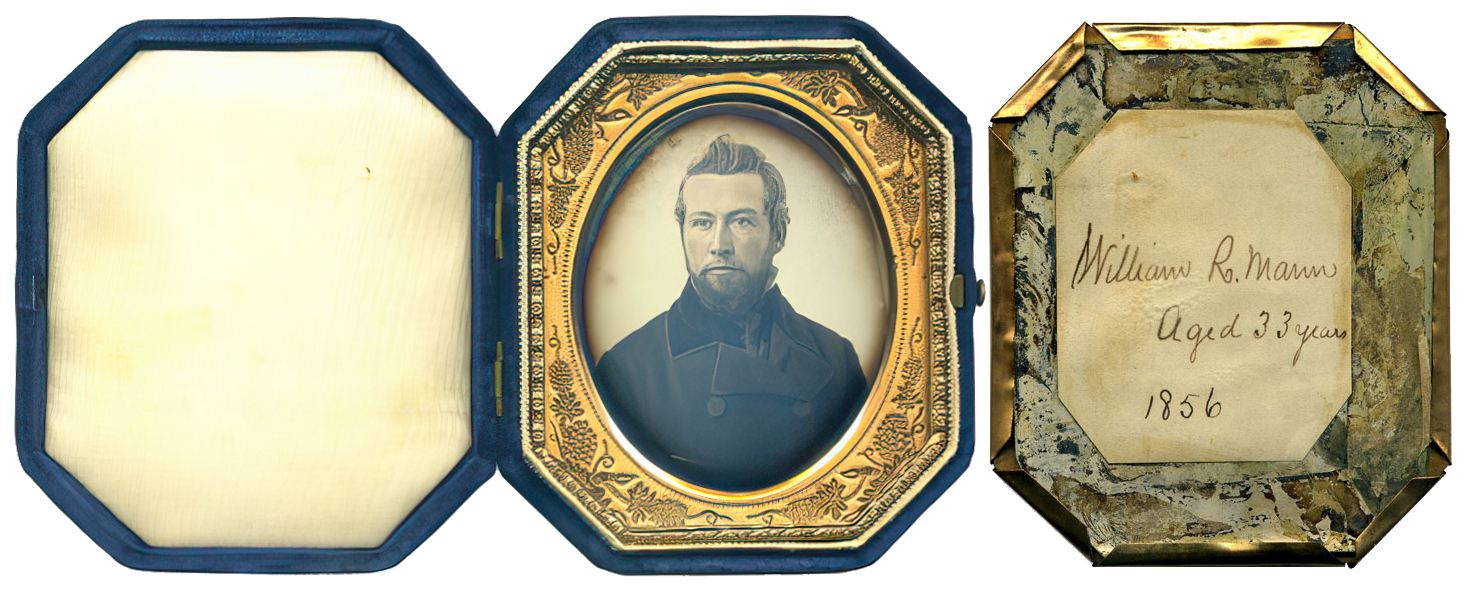 A cased daguerreotype shown beside identifying documentation