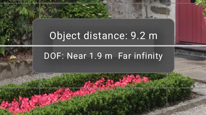 FinderView depth of field estimation.