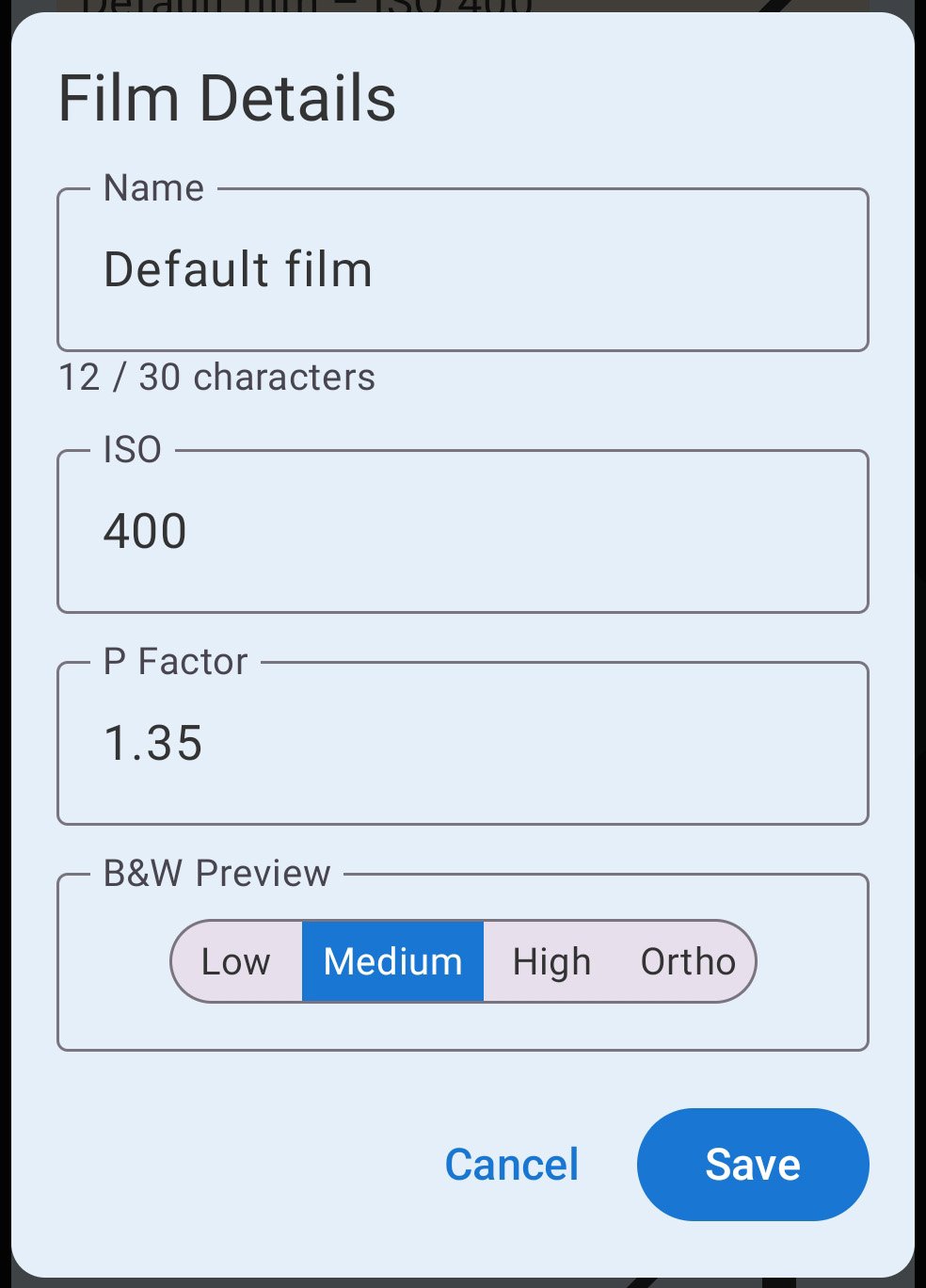 FinderView film details screen.